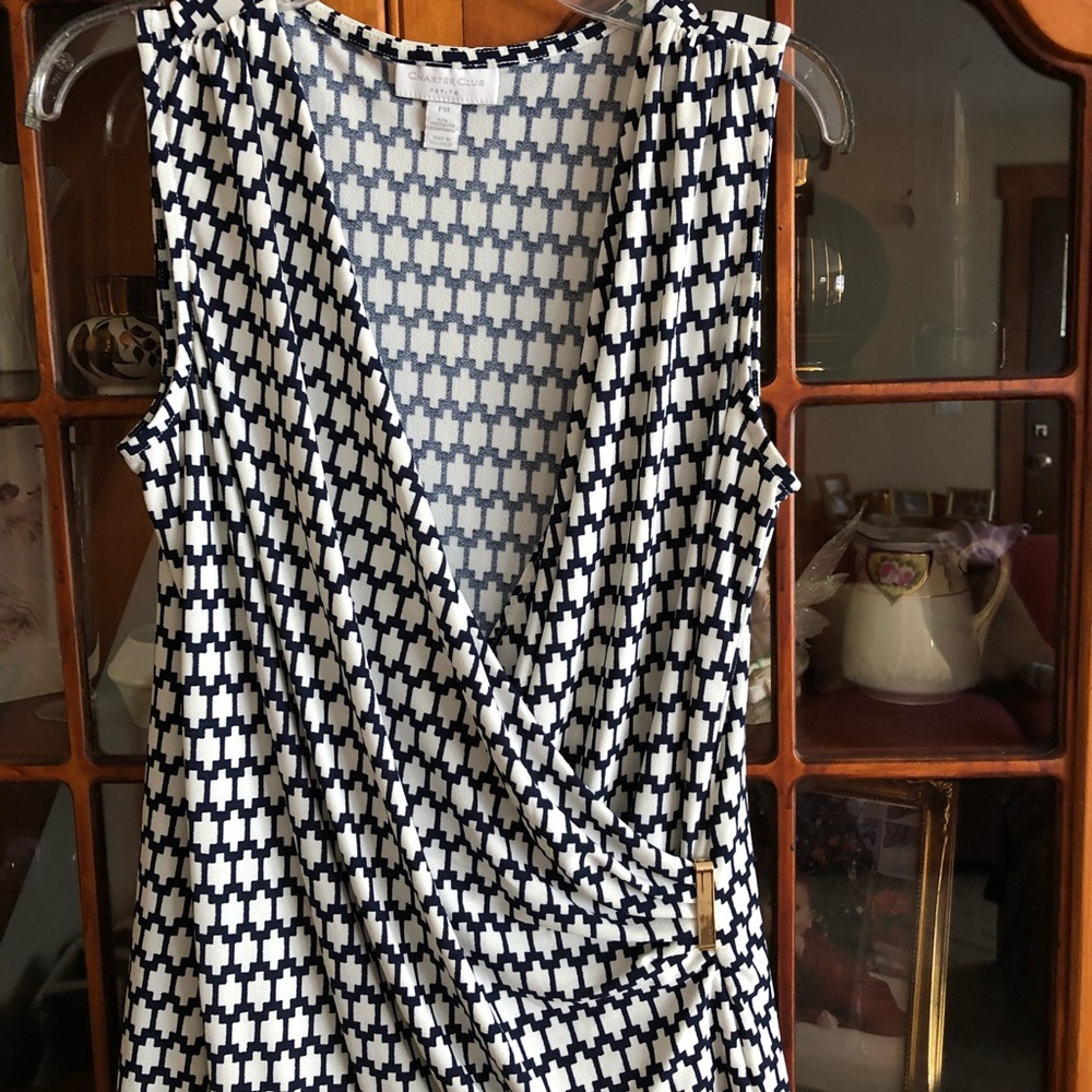 Charter Club wrap tank with gold buckle